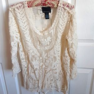 Cynthia Rowley lace blouse, off white